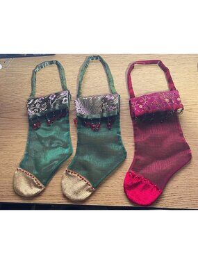 Russ Berrie & Co. Jewels of Winter Christmas Stocking collection Set of 3 VTG90s